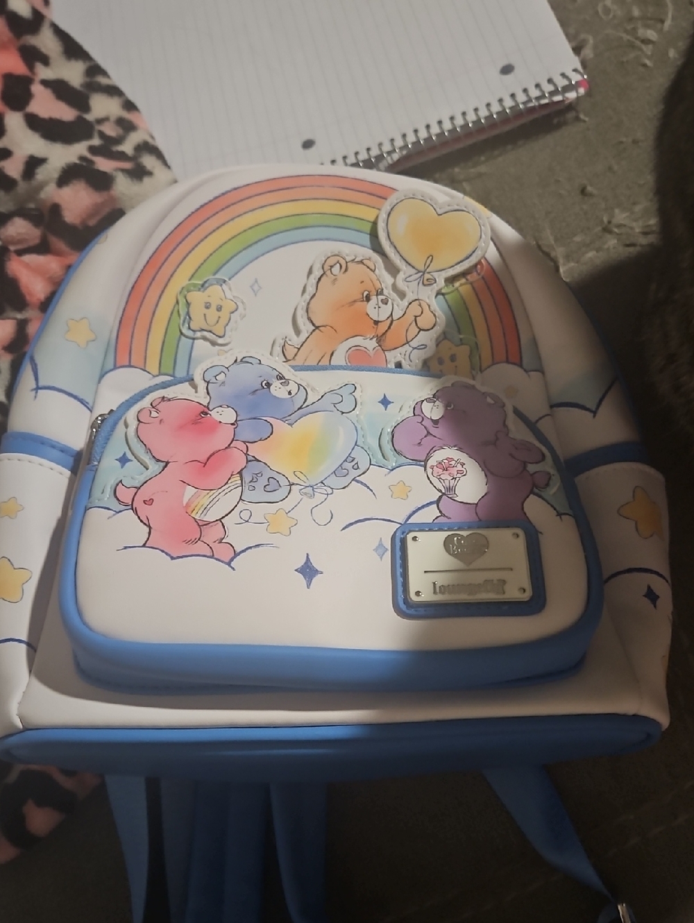 Brand New Care Bears Pastel Rainbow Mini Backpack - Blue, Pink, Purple